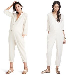 Hatch Cream Button-Front Jumpsuit
